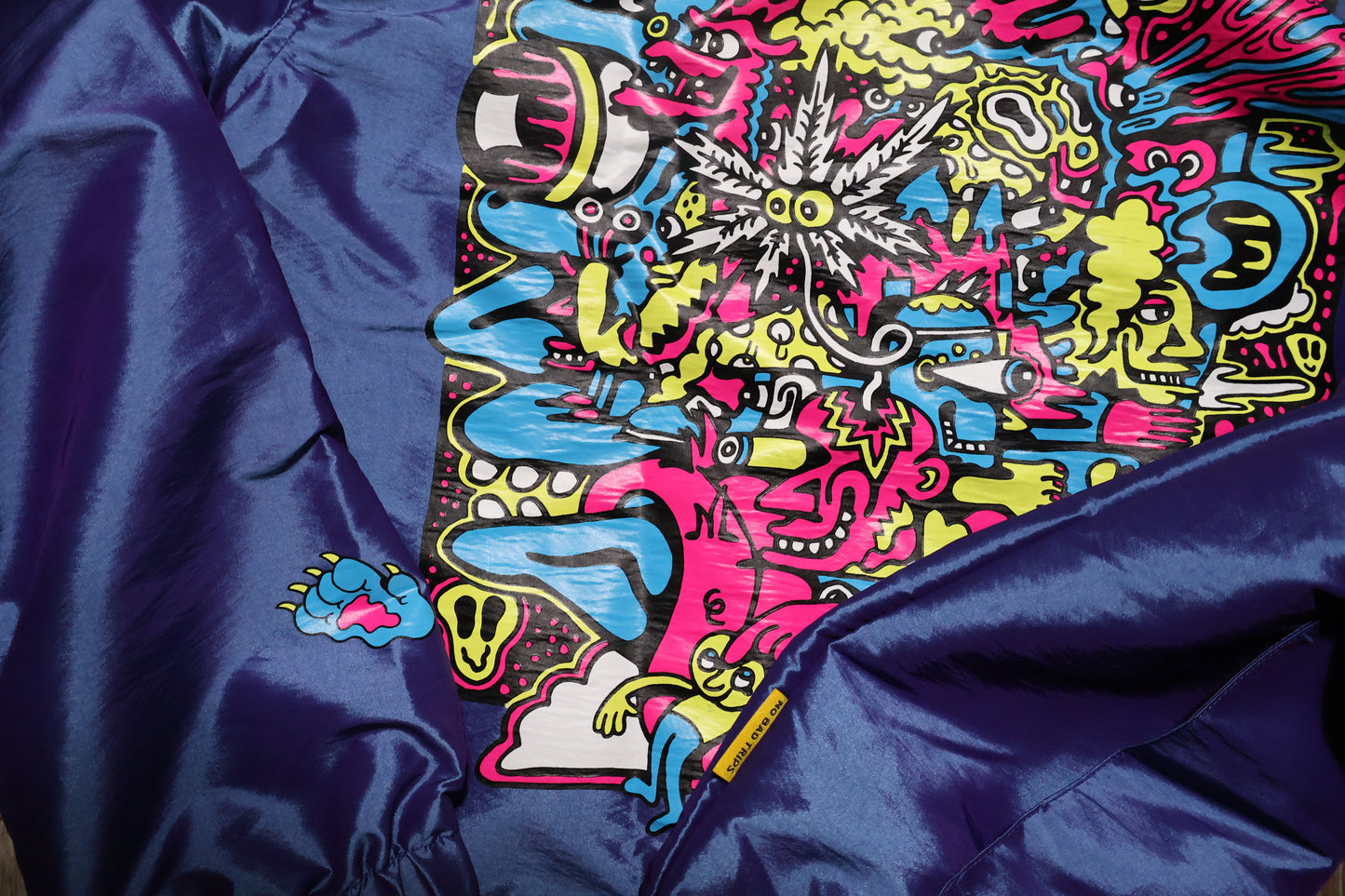 Killer Acid Cat Hologram Blue Windbreaker Jacket