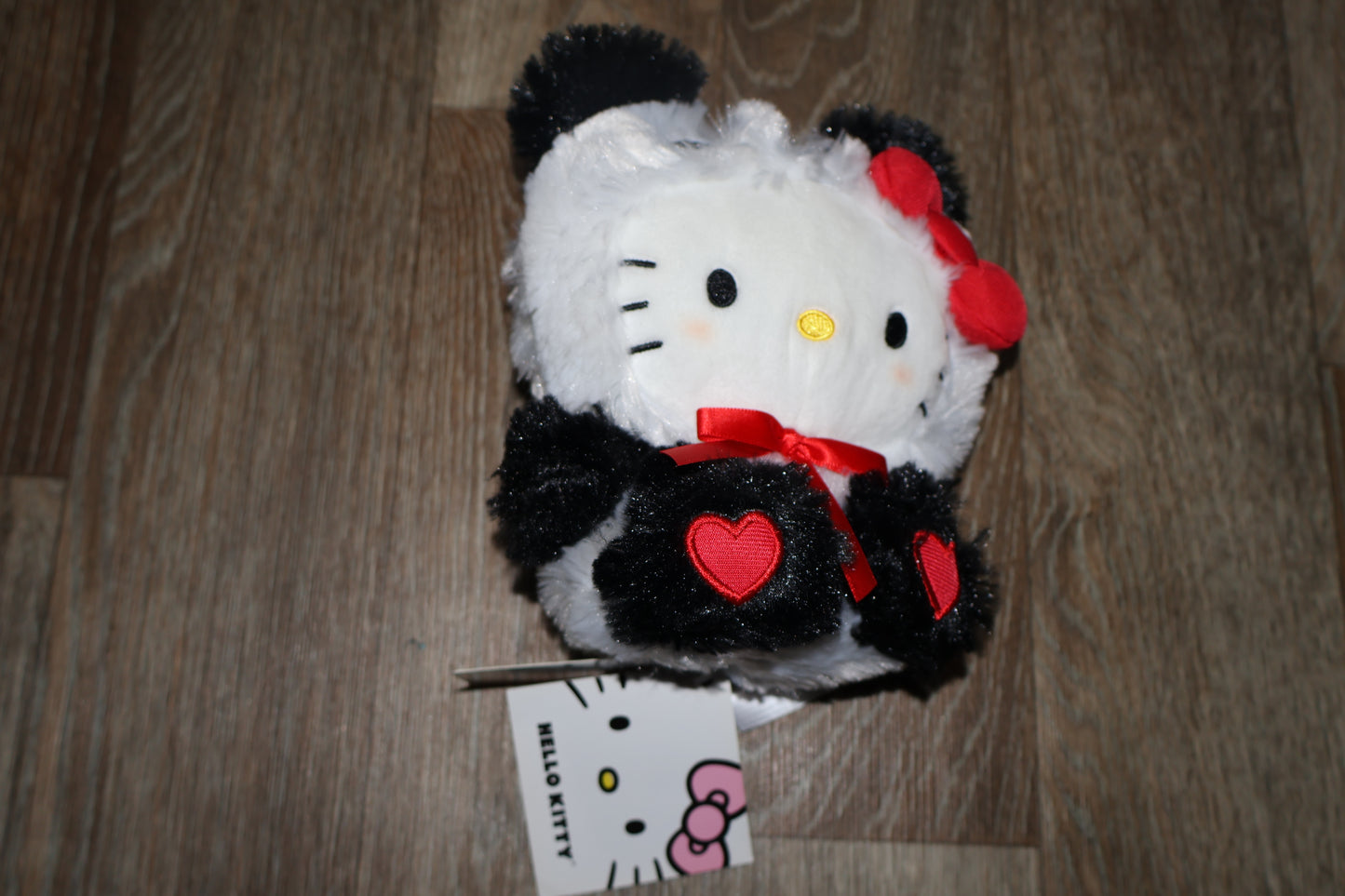 Hello Kitty New NWT SANRIO  in Panda Suit 7" Licensed Plush Stuffed HEARTS LOVE