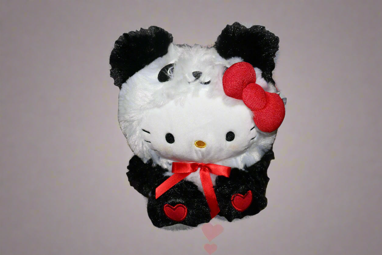 Hello Kitty New NWT SANRIO  in Panda Suit 7" Licensed Plush Stuffed HEARTS LOVE