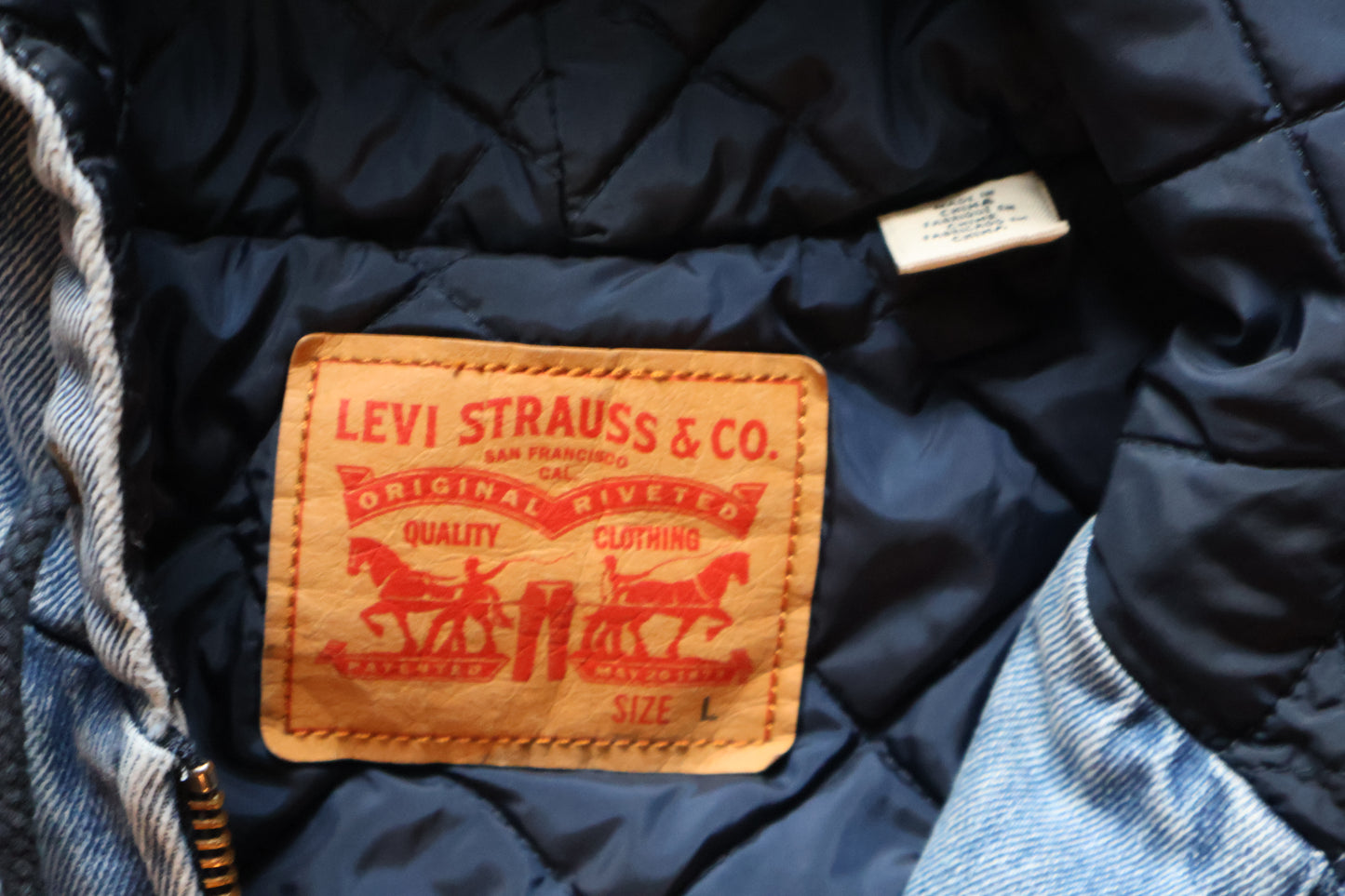 Levi's Vintage Stonewash Blue Potrero Denim Hoodie LEVIS Jacket WORK TO BE DONE