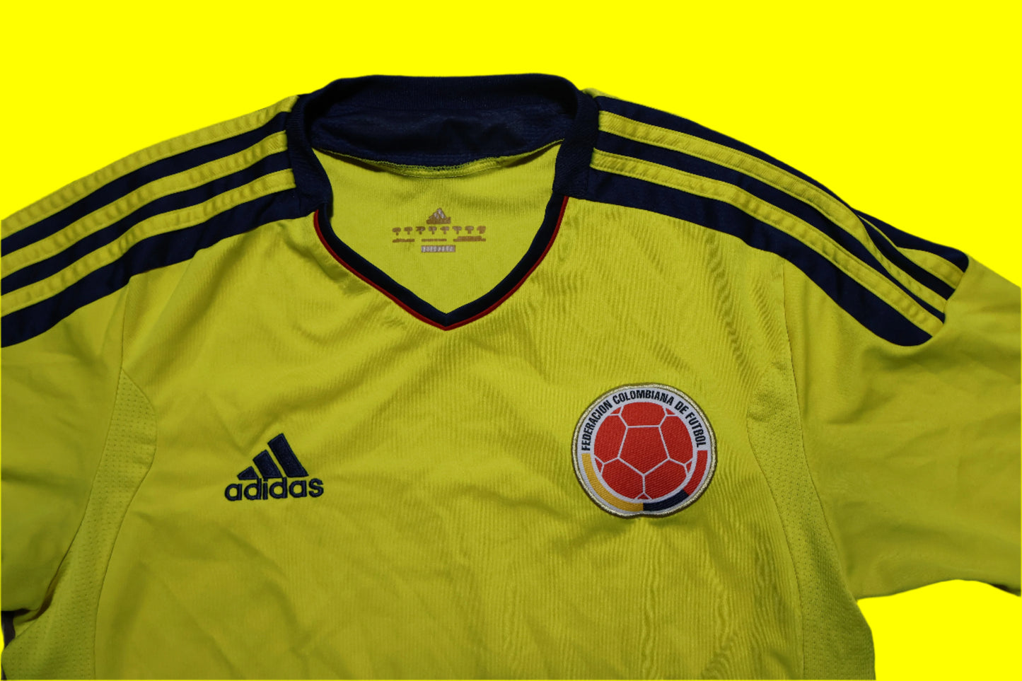 Colombia Federation Official Adidas Climacool FC Fifa Yellow Blank Jersey SMALL