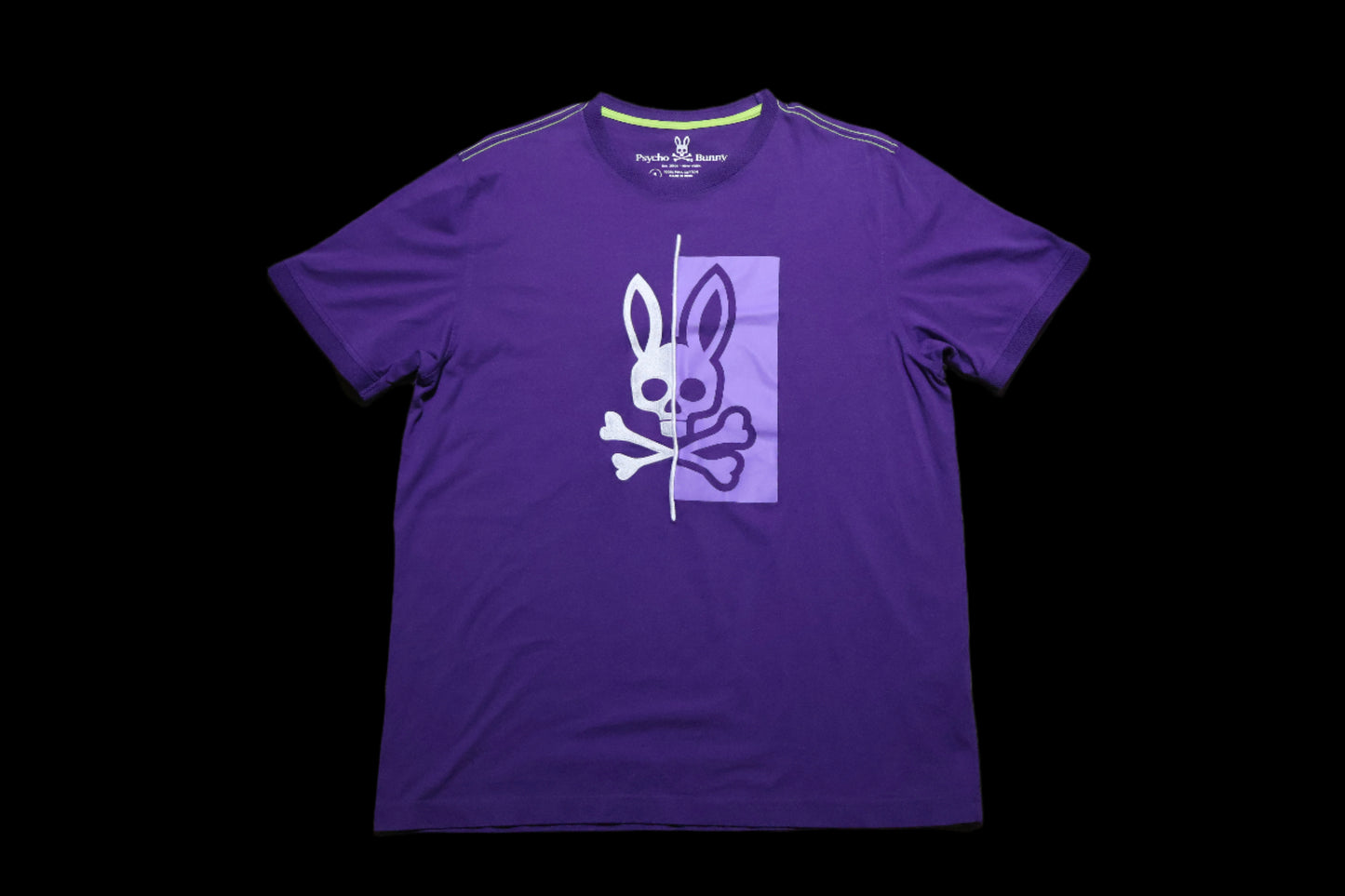 Psycho Bunny Black T-Shirt Purple Bunny Logo SIZE 6 LARGE 10/10