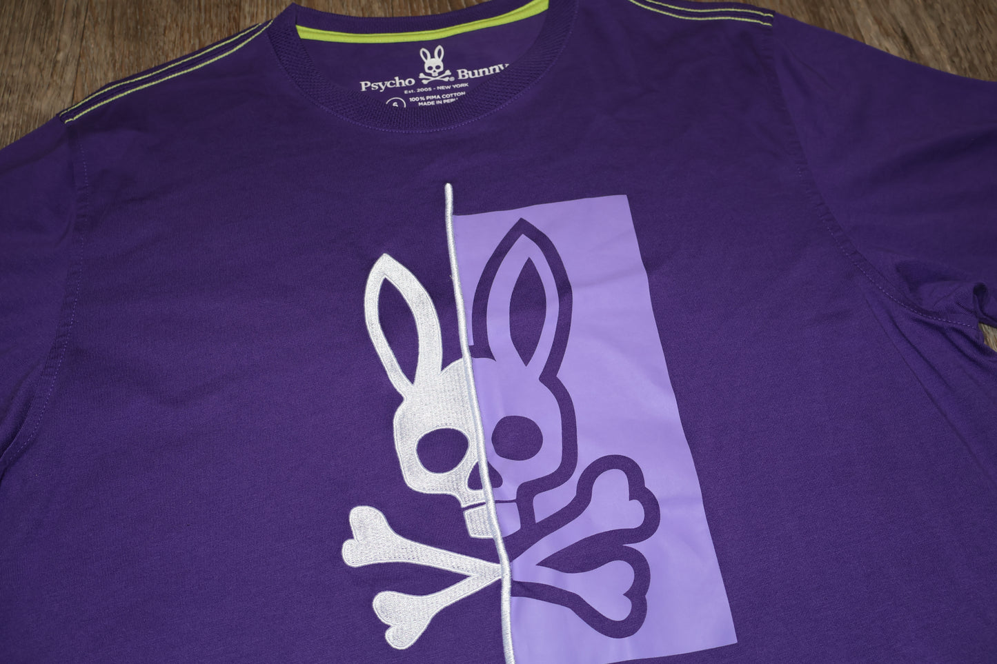 Psycho Bunny Black T-Shirt Purple Bunny Logo SIZE 6 LARGE 10/10